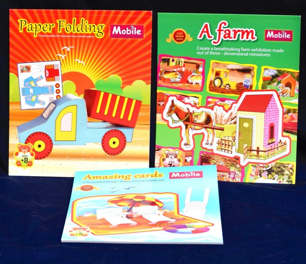 Mobile 3 Book Paper Folding Origami Craft Set 3D Miniature Objects Kits